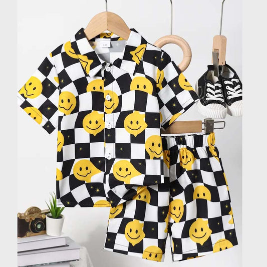 Box-Smiley Style 3D 2-Pcs Summer Suit For Kids D2.