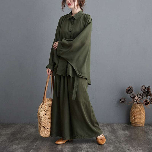 Korean Batwing-Style Double Pocket 2-Pcs Co-Ord Set.